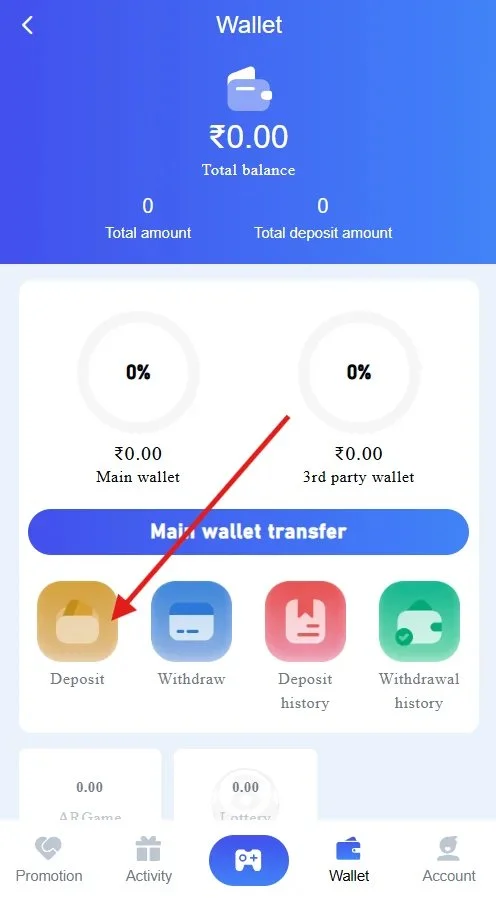 Choose the Deposit option